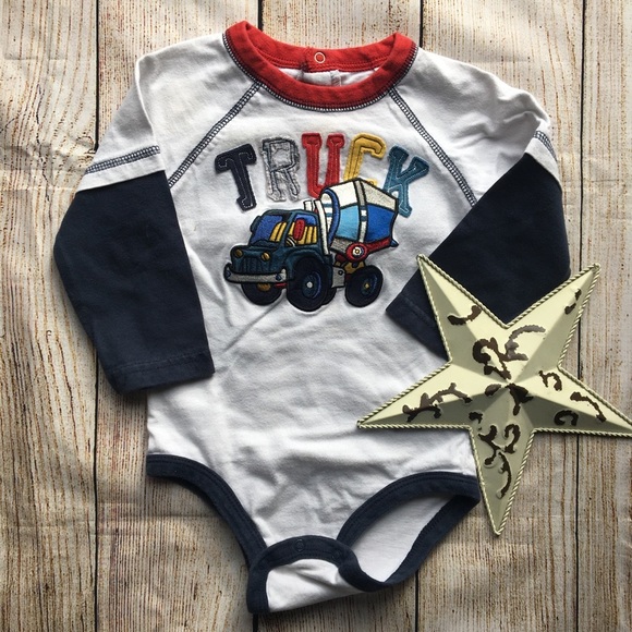 5/$15  Truck Long Sleeve Onesie size 3-6 months - Picture 1 of 3